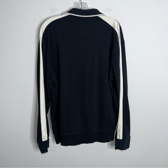 Polo Ralph Lauren Sweater Men Large Jacket Black Zip Up White Stripe B1 - Picture 3 of 6